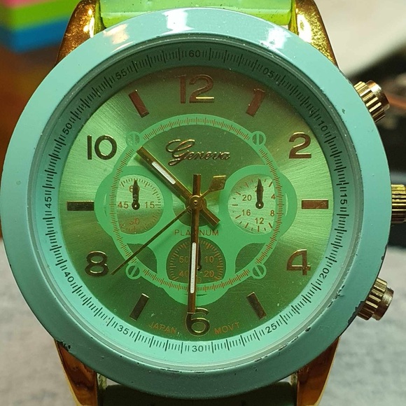 Geneva Accessories - 🦋10/$20🦋 Geneva Platinum #2643 Turquoise/Goldtone Silicone Women's Watch